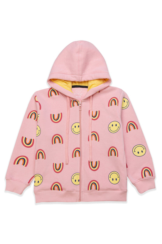 Pink Rainbow & Smile Hoodie Set