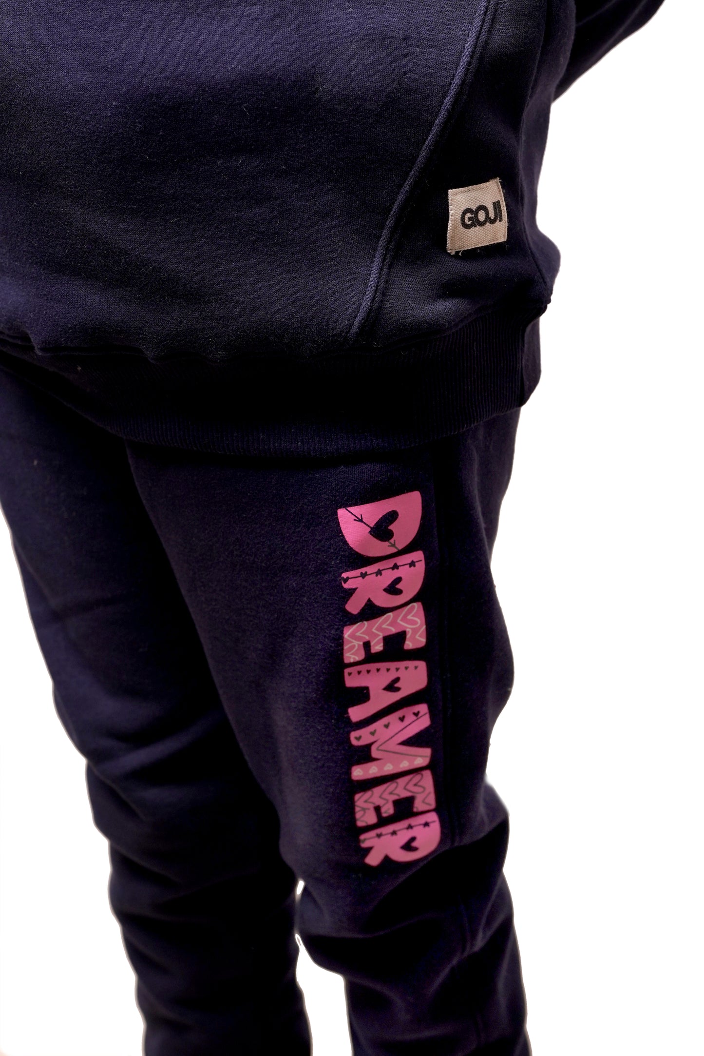 Girls "DREAMER" Navy Blue Sweatshirt & Jogger Set