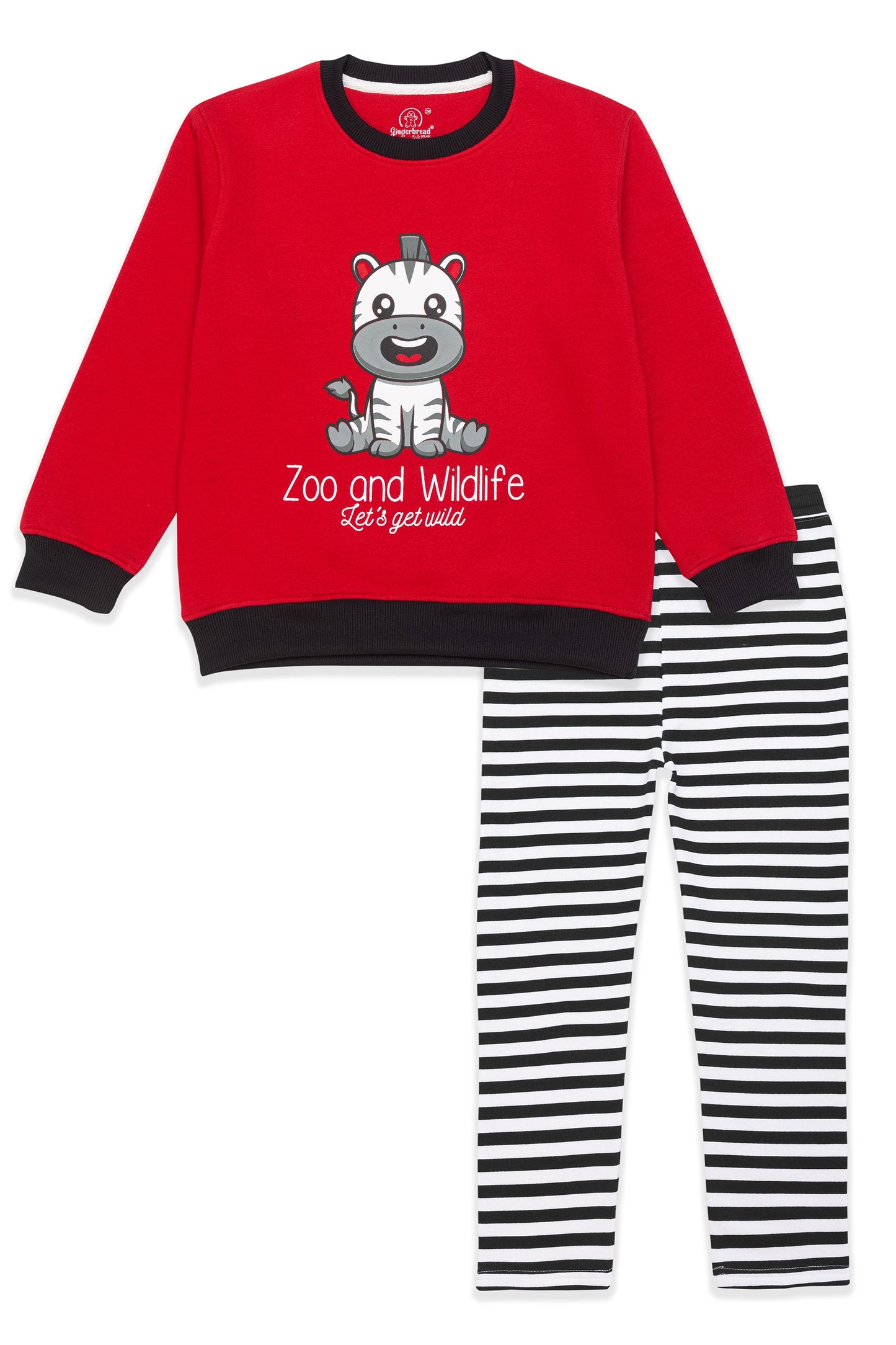 Red Zebra Sweatshirt & Striped Jogger Set