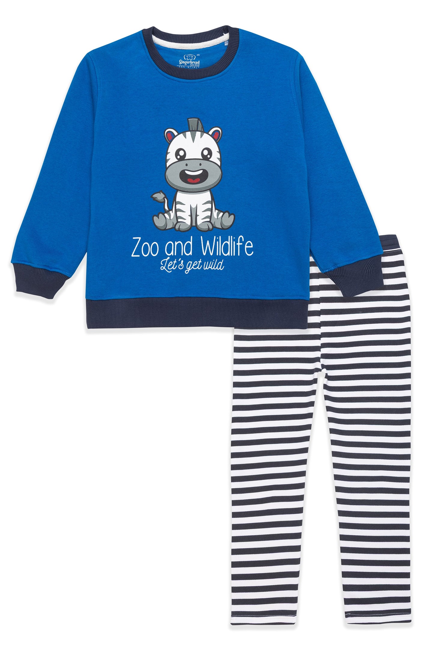 Blue zabra Sweatshirt & Striped Joger Set