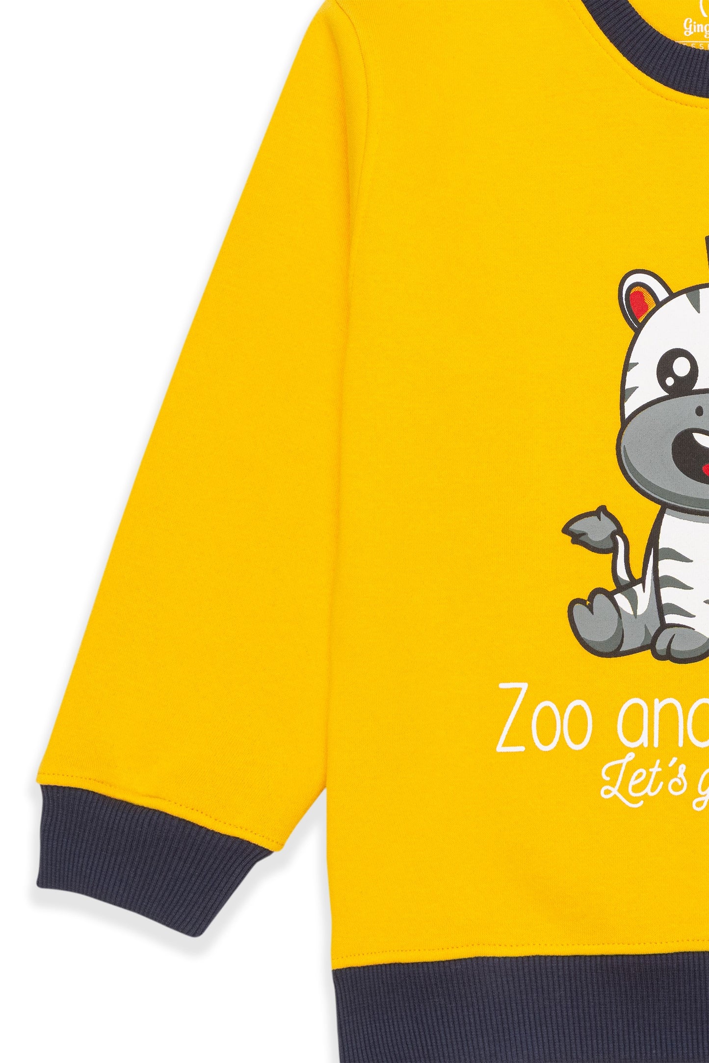 Yellow Zebra Sweatshirt & Striped Jogger Set