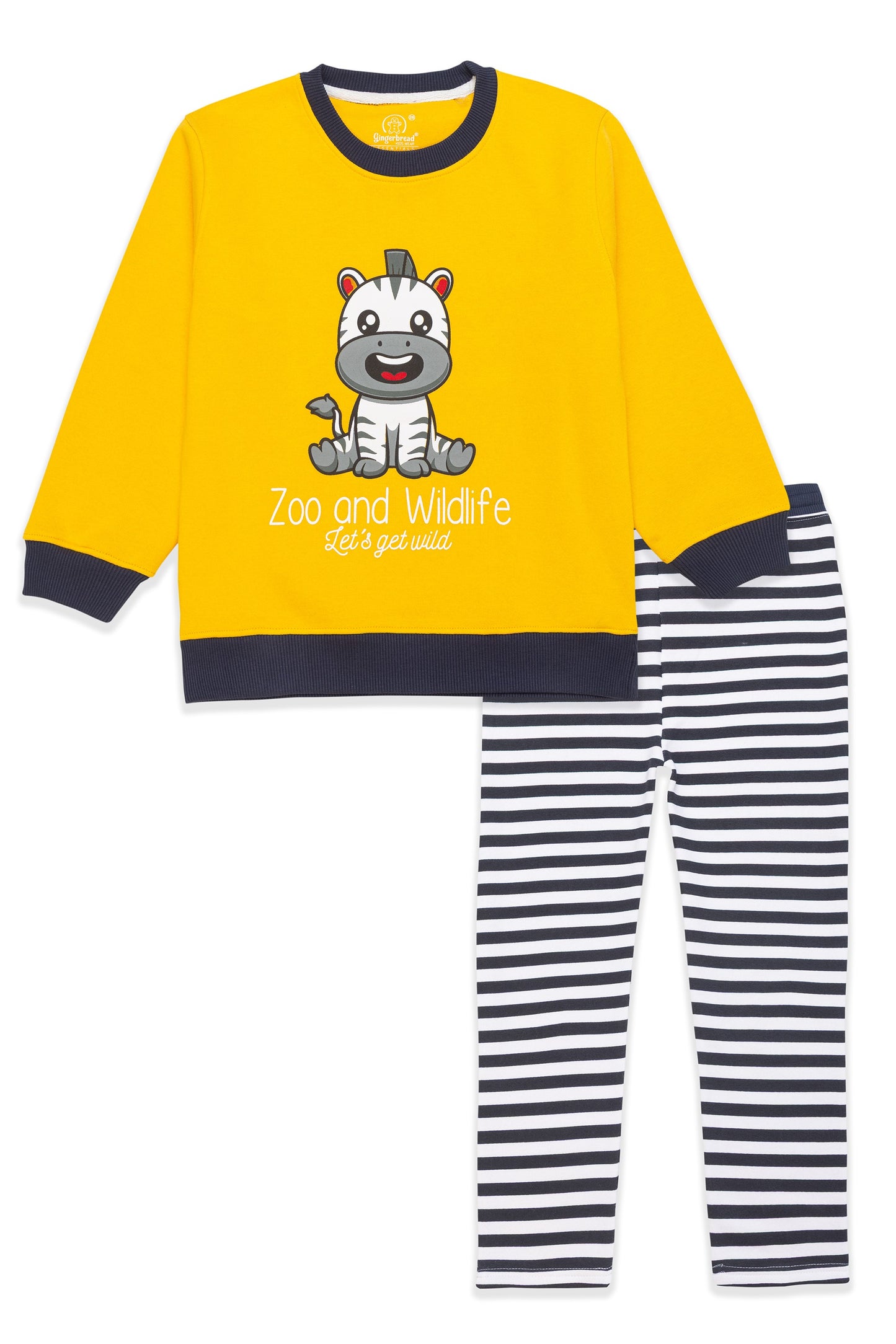 Yellow Zebra Sweatshirt & Striped Jogger Set