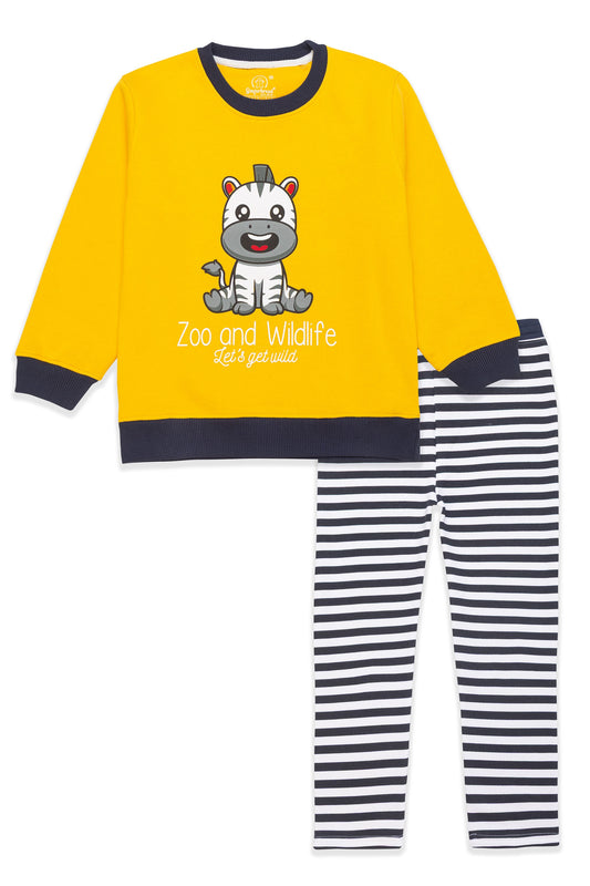 Yellow Zebra Sweatshirt & Striped Jogger Set