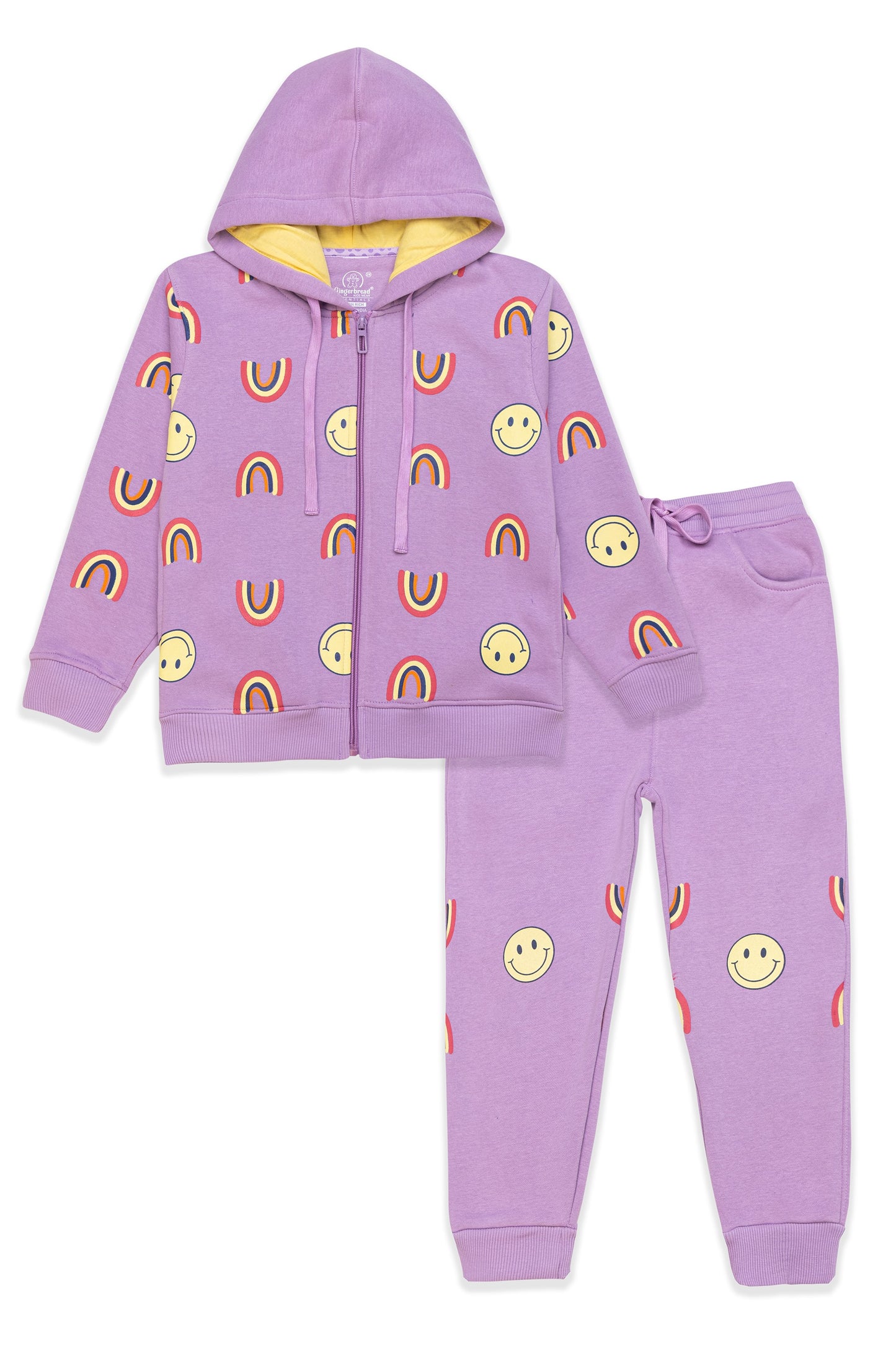 Lilac Rainbow & Smile Hoodie Set