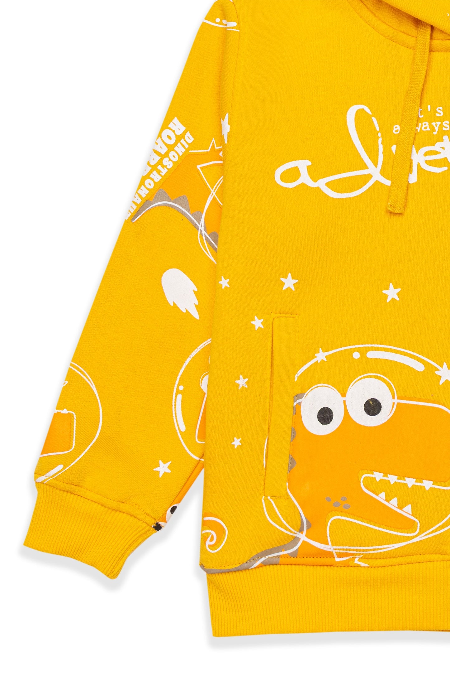 Yellow Dinosaur Adventure Hoodie Set