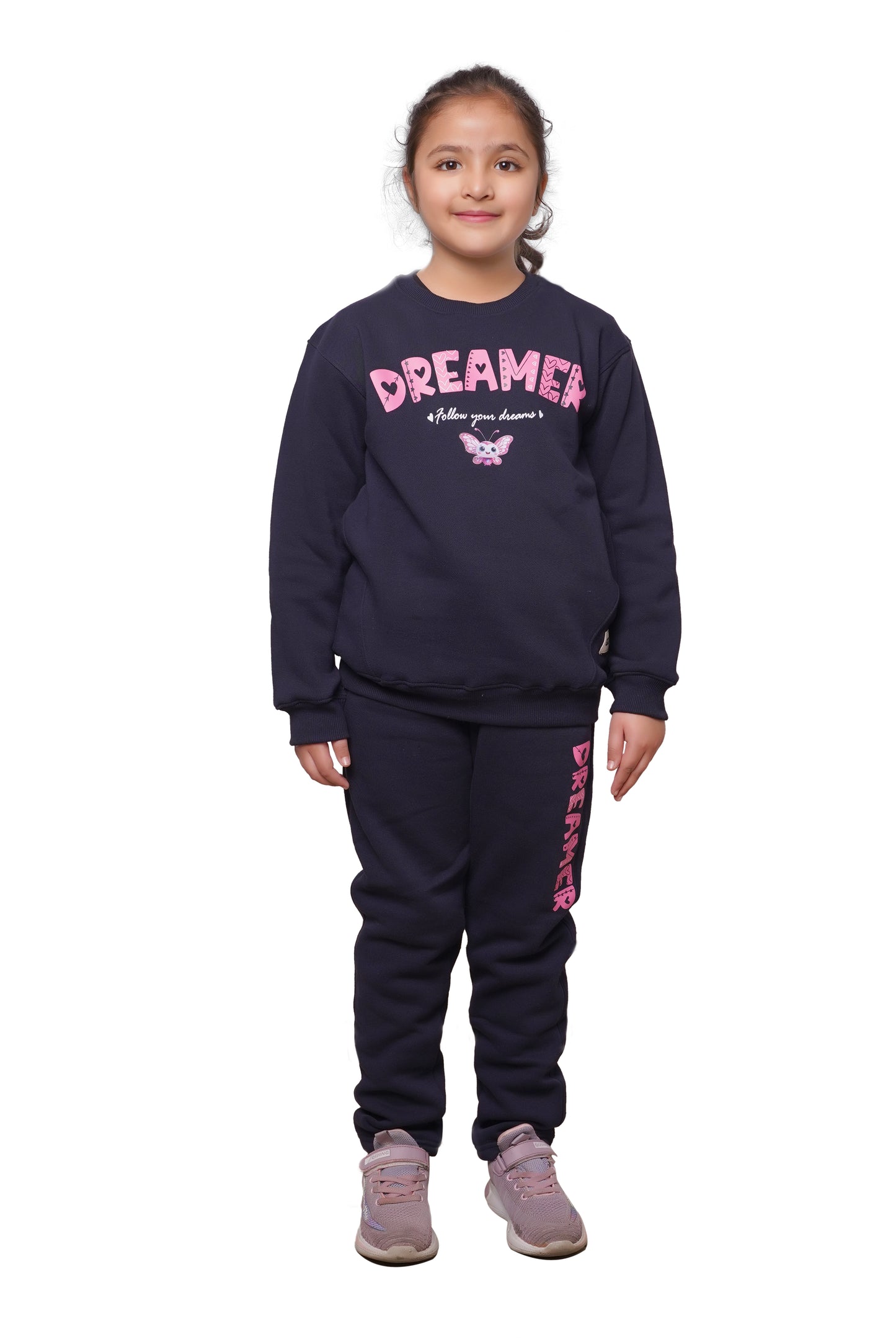 Girls "DREAMER" Navy Blue Sweatshirt & Jogger Set