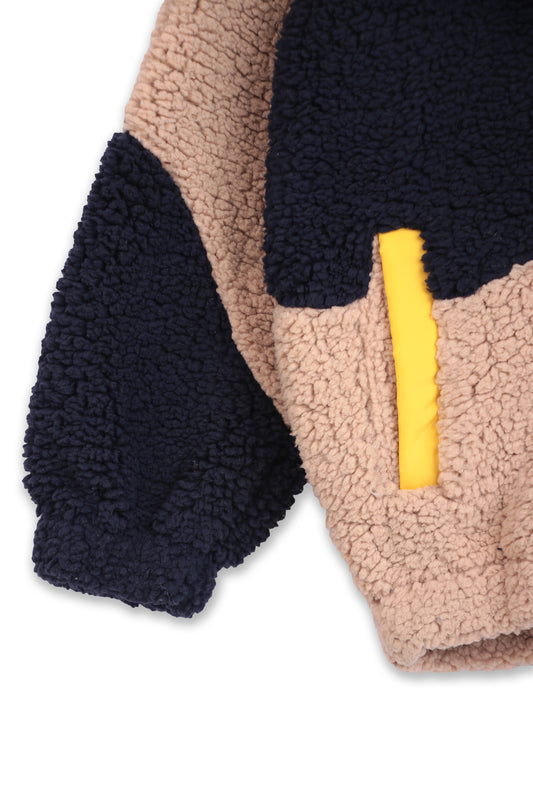 Soft plush sherpa color block jacket