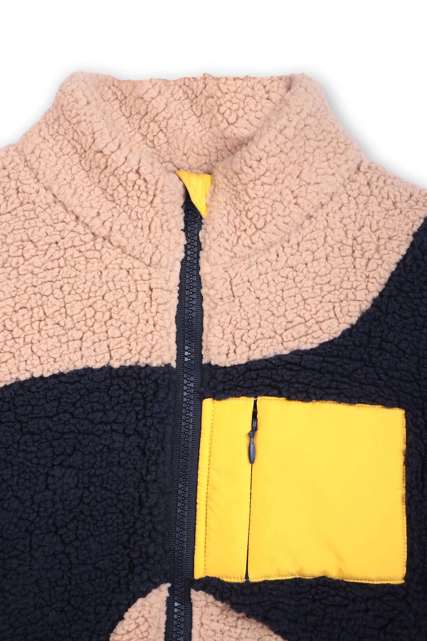 Soft plush sherpa color block jacket