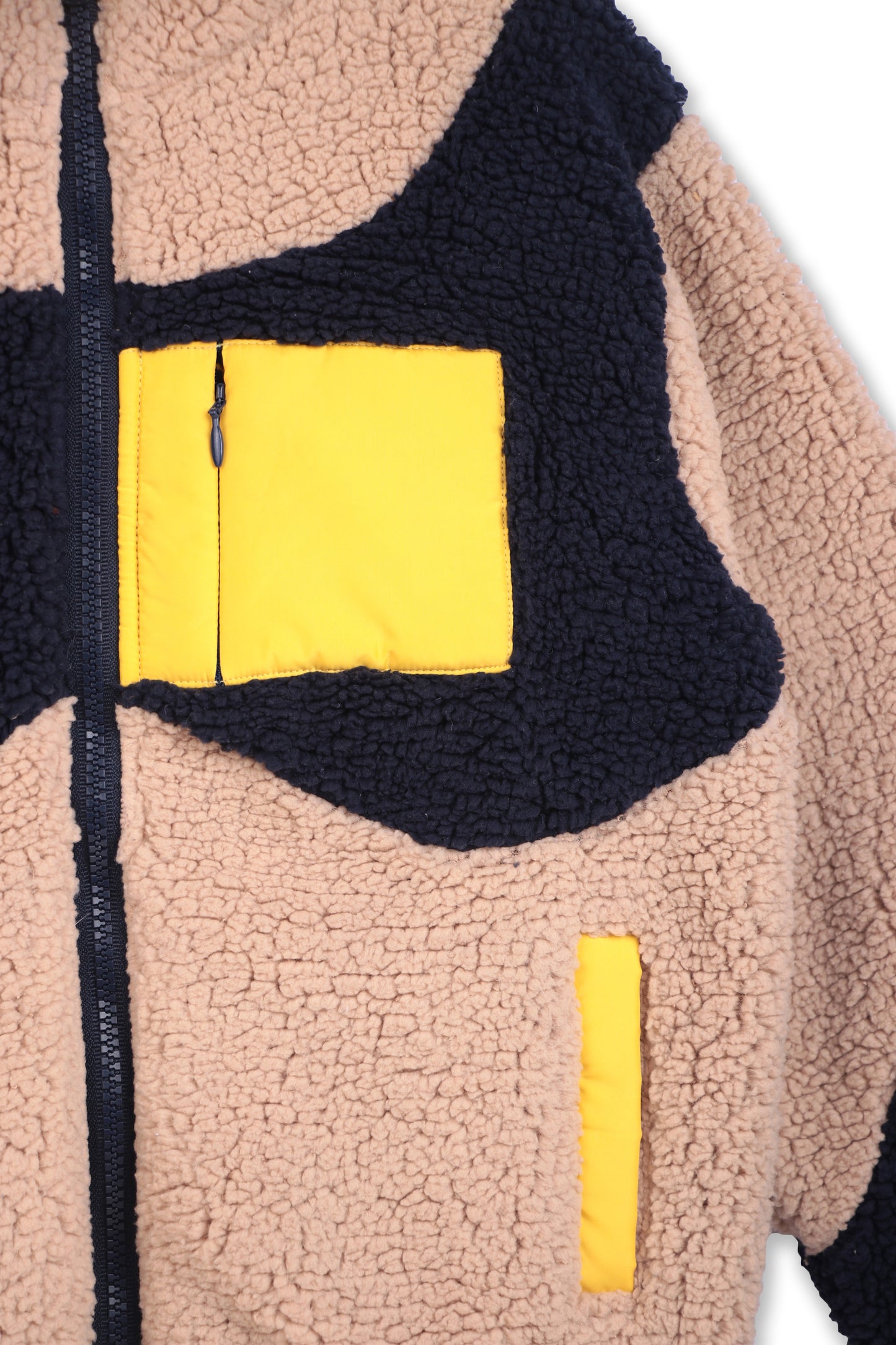 Soft plush sherpa color block jacket