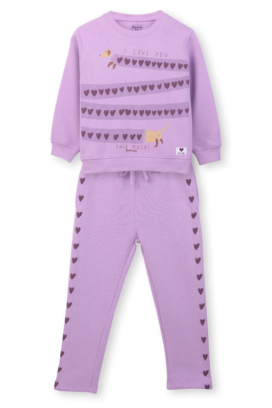 Lavender Heart Print Tracksuit Co-ord Set