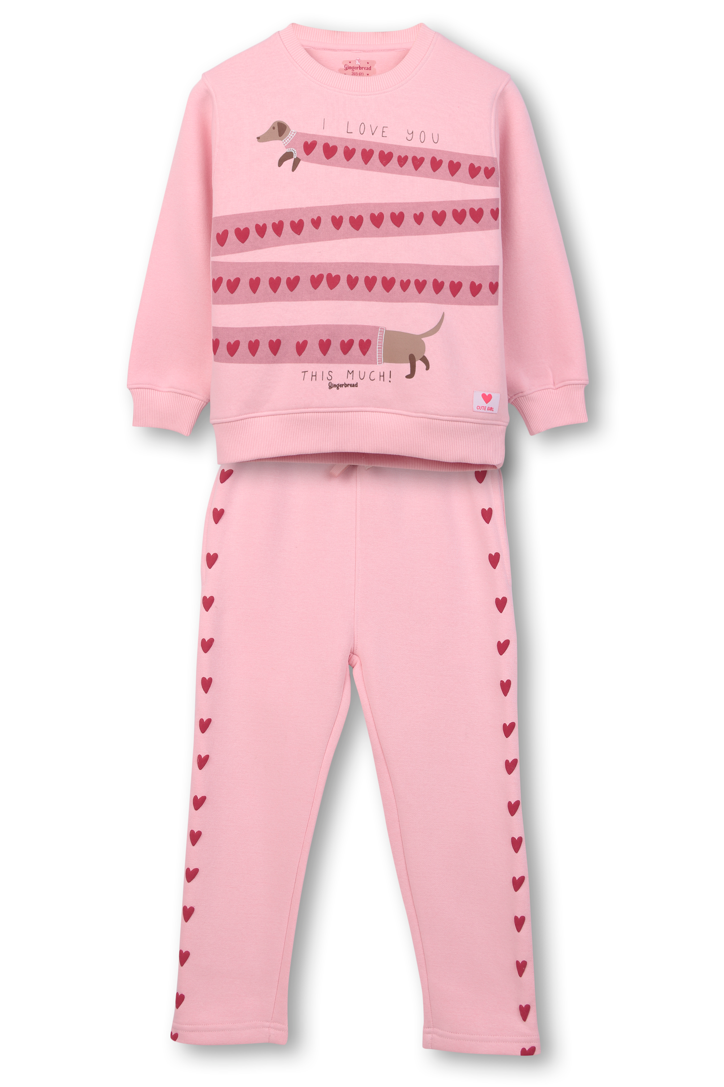Pink Heart Print Tracksuit